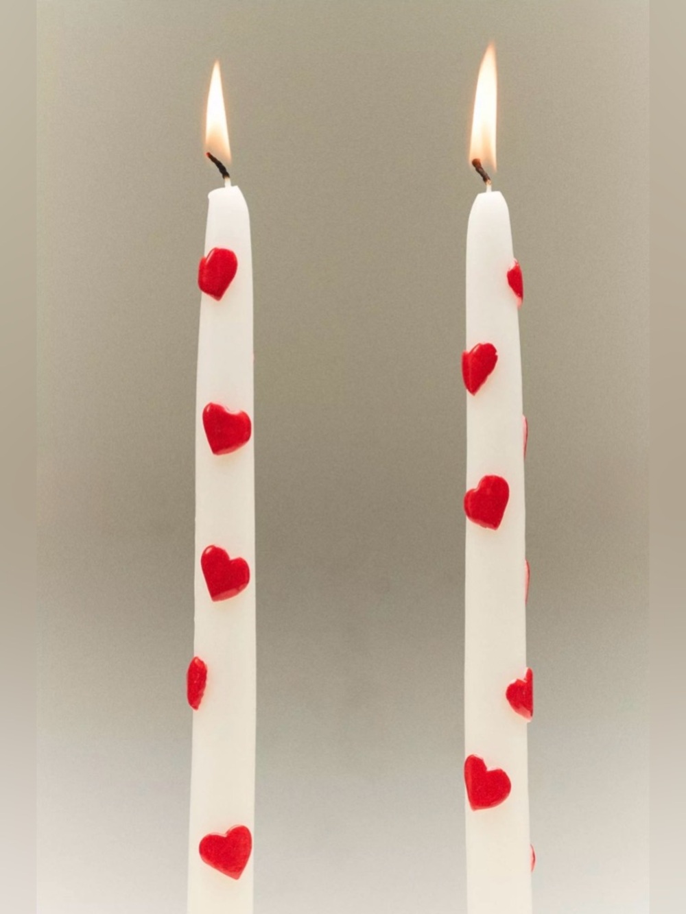 NEW Anthropologie The Amour Taper Candles, Set of 2, Red Hearts